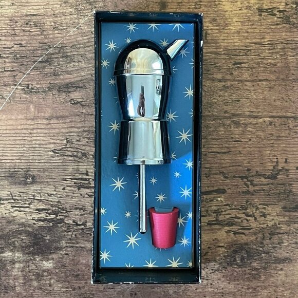 Vintage Mr Bartender Jigger Bottle Pour MCM Barware Chrome Bar Accessory in Box - Picture 1 of 10